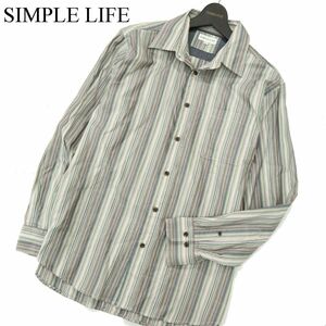 SIMPLE LIFE シンプルライフ レナウン 通年 長袖 マルチ ストライプ★ シャツ Sz.LL　メンズ 大きいサイズ　A3T12074_A#C