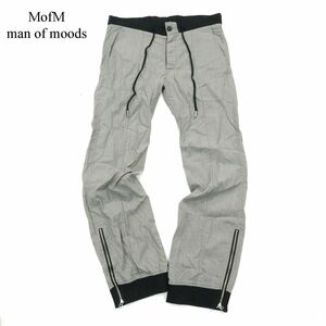 MofM man of moods マンオブムーズ 通年 絹 シルク混★ ウール イージー 裾ジップ パンツ Sz.2　メンズ グレー 日本製　A3B04989_A#R