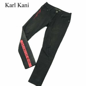 Karl Kani カールカナイ 通年 ロゴ★ 切替 ストレッチ スキニー パンツ Sz.30　メンズ 黒　A3B04986_A#R