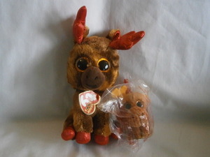  large eyes . lovely! Ty reindeer. soft toy Maple.Chocolate 2 point set 