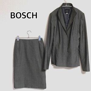 BOSCH ボッシュ 日本製 スーツ上下セット 36サイズ グレー オフィス ダークグレー スカートスーツ