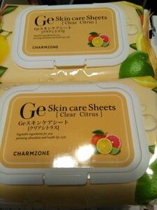 チャームゾーン　Geスキンケアシート　※ 　クリアシトラス 60枚× 2個　計120枚 ◎クレンジング、スキンケア、角質ケア　ＱＶＣ最新版