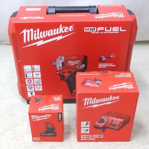 未使用◆milwaukee ミルウォーキー 1/2 インパクトレンチ M12 FUEL FIWF12-0C 339Nm バッテリー 充電器セット 電動工具◆