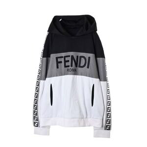 FENDI ズッカ柄 ブロックカラー プルオーバーパーカ M ブラック フェンディ KL4BLAQB06