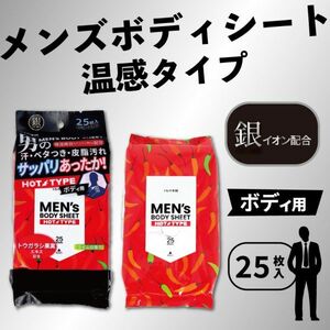 iiもの本舗 メンズボディシート ボディ用 ホットタイプ 厚手 大判サイズ ライムの香り 25枚入り X12パック