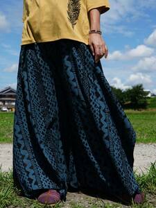 * ethnic wide pants teki style cotton material * including carriage new goods B* thick cloth wide pants yoga unisex 