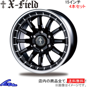 インターミラノ クロスフィールドα 4本セット ホイール【15×6J 6-139 INSET33 BK/RP】INTER MILANO X-FIELD アルファ アルミホイール