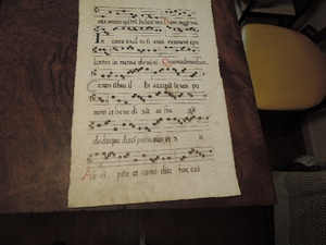 楽譜 グレゴリア聖歌/ラテン語 15世紀 音楽 古紙/手書き 縦49.5cm×横32.5cm