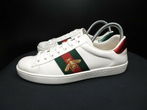 ◆本物保証◆グッチ◆GUCCI◆2023年(107,800円)◆メンズ/エース/ビー(蜂)/スニーカー/レザー/シューズ/靴/革靴/白/26.5㎝程度★☆美品☆★