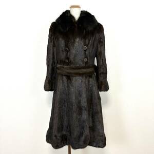 【貂商】h1127 BLACKGLAMA ブラックミンク ハーフコート デザインコート セミロング ロングコート ミンクコート 貂皮 mink身丈 約100cm