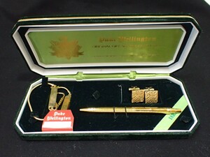 k4115 / 18kGP DUKE WELLINGTON original gift set royal castle カフス チェーン ボールペン セット 現状品