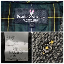 美品 Psycho Bunny サイコバニー コットン 毛 ニット カーディガン メンズ XL グレー ロゴ 刺繍 ゴルフウェア ビームス 取扱 日本製 C029_画像9