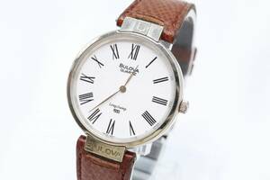 【W93-13】動作品 電池交換済 BULOVA LONGCHAMP ブローバ ロンシャン 腕時計 メンズ【送料全国一律185円】