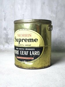 ビンテージ Morris＆Company ラード缶 インテリア アンティーク ボックス 収納 店舗什器 アメリカ 古い ゴールド 箱 棚 ディスプレイ