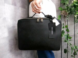 ●超美品●Dolce&Gabbana ドルチェ&ガッバーナ●メンズ●カーフ レザー●ビジネス バッグ ブリーフケース●黒●SV金具●B5 書類●Js41074