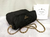 ●超美品●PRADA プラダ●キルティング ポコノ ナイロン サフィアーノ レザー●チェーン ショルダー バッグ●黒●G金具●B5 収納●Js40993_画像4