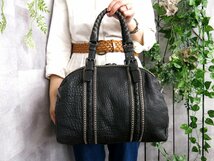 ●超美品●BOTTEGA VENETA ボッテガ ヴェネタ●モンテーニュ イントレチャート●内スエード レザー●ハンド バッグ●黒●B5 収納●Js41059_画像2