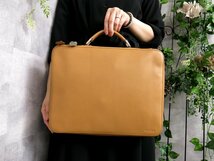 ●超美品●PRADA プラダ●メンズ●ロゴ型押し●カーフ レザー 本革●ブリーフケース●アプリコット●SV金具●A4 ビジネス 書類●Js41170_画像2