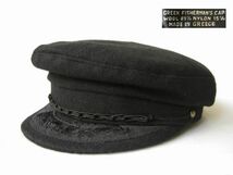 ギリシャ製 フィッシャーマンズキャップ 黒 GREEK FISHERMAN'S CAP 帽子 ウールキャップ MADE IN GREECE ビンテージ USED_画像1