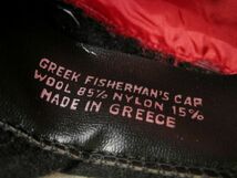 ギリシャ製 フィッシャーマンズキャップ 黒 GREEK FISHERMAN'S CAP 帽子 ウールキャップ MADE IN GREECE ビンテージ USED_画像6