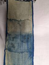 古布 木綿藍染　中厚　縦長約190ｃｍ×横幅広い部分約26cm_画像3