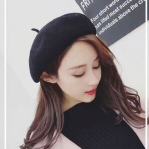 ベレー帽 帽子 キャスケット ハット 秋 冬 無地 グレー 韓国 小顔効果