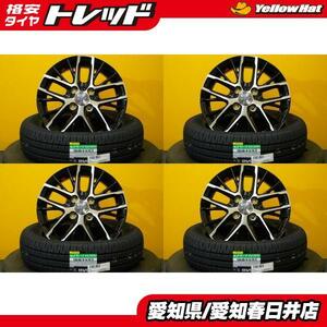 即決 送料無料 新品 サマータイヤ ダンロップ ENASAVE EC204 155/65R14 日本製 14インチ 4穴 100 ブラックポリッシュ アルミ 4本