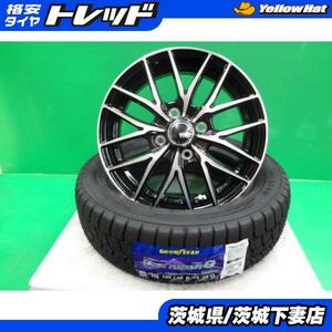 軽カー スタッドレス ホイールSET 国産 グッドイヤー NAVI8 155/65R14 2022年製 VENES FS01 4.5J +45 4本 組込 送料無料 下妻