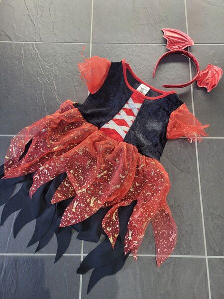 赤ちゃん キッズ コスプレ 悪魔ちゃん 仮装 ハロウィン パーティ ドレス カチューシャ