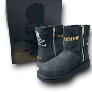 定価5万以上 新品 MASTERMIND × UGG マスターマインド アグ サイドジップ 刺繍 vibram ムートン ブーツ size 8 (26cm)
