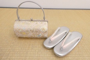 2309A-2265●関着/草履バッグセット/花柄/新品/(梱包サイズ：100)