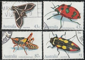 オーストラリア1991＃1211ー昆虫4完 　済 　＄3.90