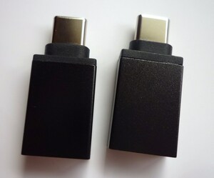 未使用近　変換アダプタ　USB　Type-A　to Type-C 　2個セット　USB2.0　黒　ブラック　USB-A to USB-C