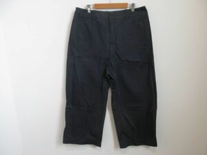 (54881)UNIQLO U　ユニクロ　レディース　コットン　ワイドパンツ　W79　H103　ネイビー　USED