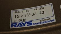 【希少！】RAYS TE37 社外 15インチアルミホイール2本SET 7.5J+43 4H 4穴100 軽量 鍛造 ロードスター シビック_画像7