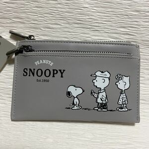  unused abroad limitation Snoopy SNOOPY pass case purse ticket holder change purse . card-case thin type Charlie Brown surrey PEANUTS gray 
