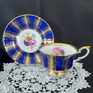 ＃2786【美しい絶品！】カップ＆ソーサー パラゴン コバルト＆ゴールド Cobalt & Gold Paragon Cup Saucer イギリス製 Floral 花柄 金青