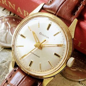 #2601【１円スタート】メンズ 腕時計 ブローバ BULOVA 動作品 アンティーク 1966年 ヴィンテージ 機械式 手巻き 金張り ゴールドF 17石