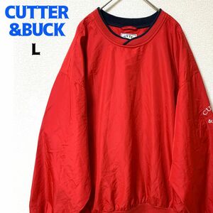 CUTTER&BUCK プルオーバーナイロンジャケット 刺繍ロゴ レッド 古着 ゆるだぼ L ヴィンテージ GOLF