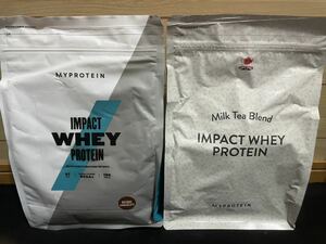 ★マイプロテイン MYPROTEIN プロテイン ホエイ 1kg ミルクティー&ナチュラルチョコレート 2袋セット EAA BCAA 新品 送料込 