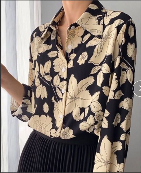 ●新品 c.u.l シーユーエル レトロフラワー花柄シャツ 3980円 Mサイズ