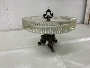 R1010-03 / イタリア　ヴィンテージ灰皿　アッシュトレイ 小物入れ 容器　クリスタルガラス