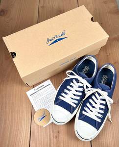 美品★CONVERSE JACK PURCELL★26.5cm★コンバース ジャックパーセル 紺 ネイビー キャンバス US8 箱・タグ有 正規品 スニーカー シューズ