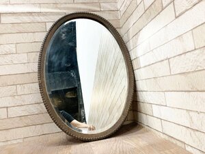 神戸洋家具 木製 ウォールミラー インテリア ミラー 鏡 アンティーク 壁掛け 立て掛け 雑貨 高さ63.5㎝