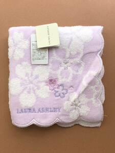 新品　薄紫　タオルハンカチ ローラアシュレイ LAURA ASHLEY 花柄　刺繍