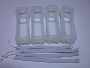 J078[ the same day delivery free shipping operation verification settled ]Wii jacket strap 4 piece set remote control cover case hole clear white white 