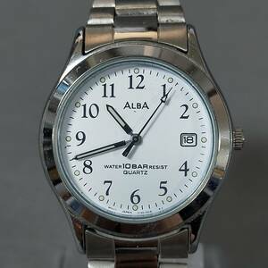 5510/19　GJ52479　ALBA　V732-0L80　クォーツ　3針　カレンダー　メンズ　ホワイト×シルバーカラー　腕時計　セイコー　アルバ
