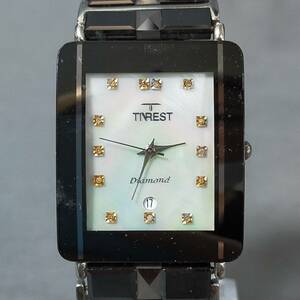 5510/19　GJ52554　TNREST　Diamond　TR-15802　クォーツ　3針　カレンダー　ブラック　スクエア型　腕時計