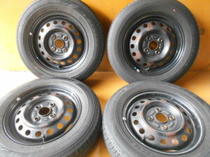 ET4998 鉄ホイール ダンロップ EC202 145/80R13 4本セット 溝有 4.00B 100