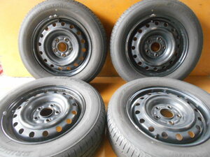 ET5001 鉄ホイール BS LUFT RV2 195/65R15 4本セット 溝有 5.5J 114.3 2022年製タイヤ